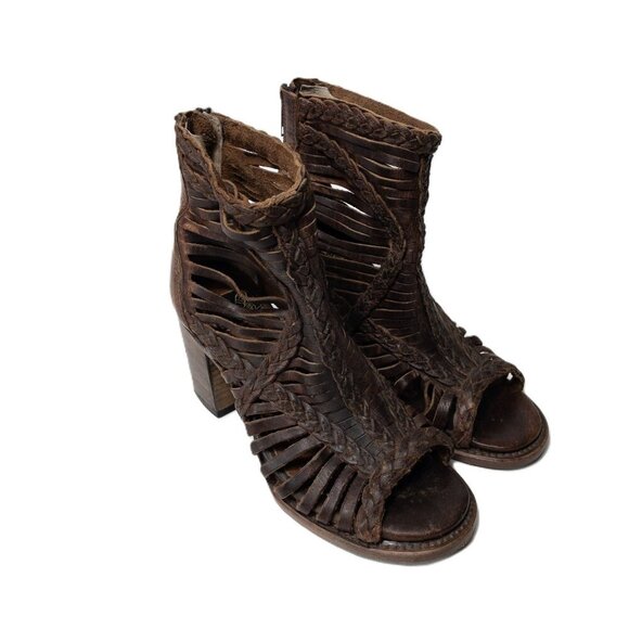 Freebird Bela Leather Braided Boho Heeled Boot SZ 6 Dark Brown Western - Picture 4 of 14